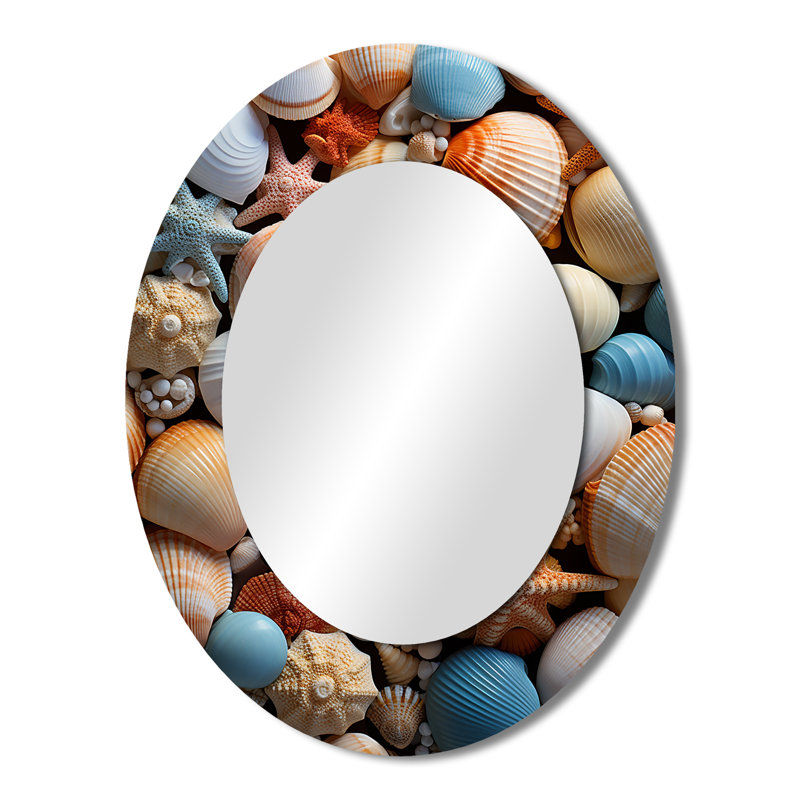Beach Beach Seashell Symphony VII - Miroir mural ovale côtier, 43 po x 33 po