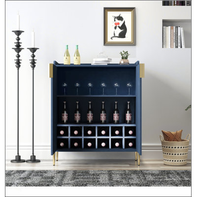 Armoire à vin 2 portes avec support à vin et tablette réglable, charnières à fermeture douce, buffet de salle à manger moderne
