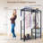 Acacia Wood Garment Racks With Shelves, 2 Wicker Drawers, 4 Hooks, Heavy Duty Closet Organizer For Hanging Clothes, Freestanding Wardrobe Rack, Light Gray-1184979567