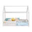 Lit de maison en bois massif avec garde-corps, lit de sol Montessori pour enfants, base de lit pour tout-petit à lattes avec profil bas, blanc-1149089272