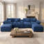 Canapé modulaire en U surdimensionné en chenille avec double console USB et repose-pieds-131403467