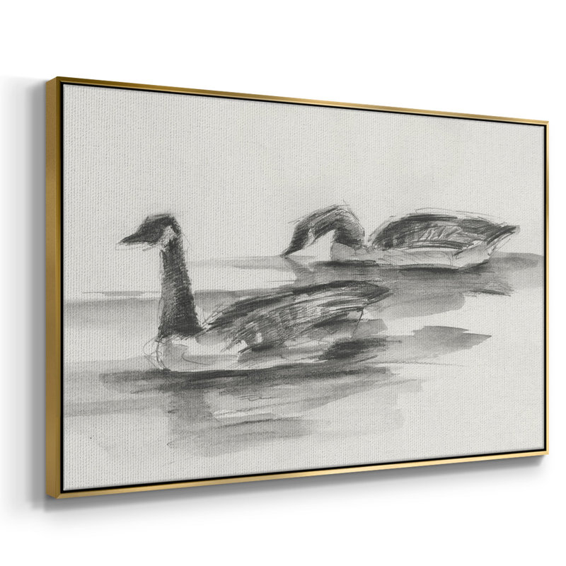 " Geese Study II ", 25" H x 37" W x 2" D, Gold
