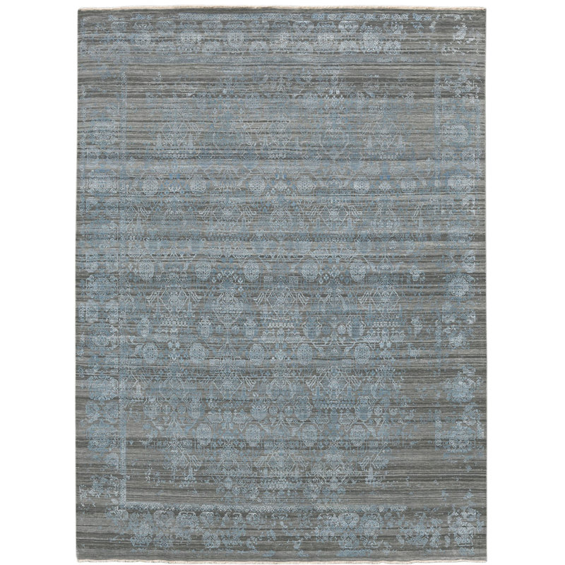 Pearl Geometric Area Rug in Blue, Rectangle 9' x 12'