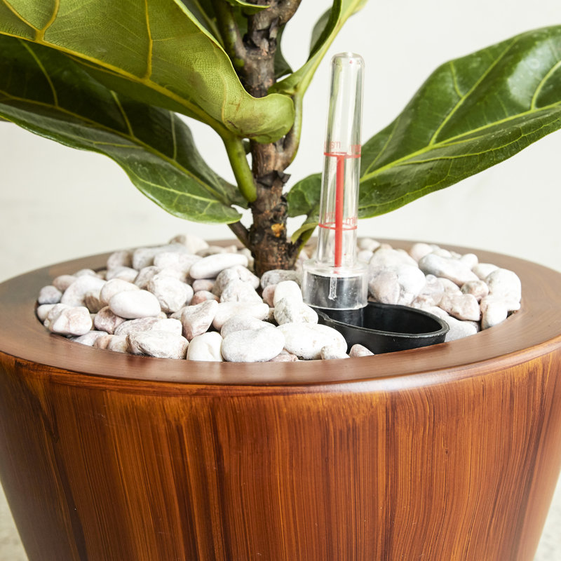 2 10 In. Dark Wood-Like Self-Watering Planter Pots - Weather , Breathable Fabric, Easy To Assemble And Move With Drainage Plug Wood Handcrafted, Water Level Monitoring Equipment