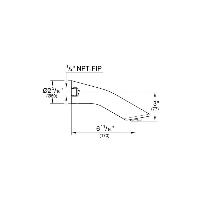 Ectos Bath Spout, Satin Nickel