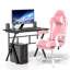 Ensemble de bureau et de chaise de jeu, table d'ordinateur en fibre de carbone avec fauteuil ergonomique réglable pour le bureau personnel