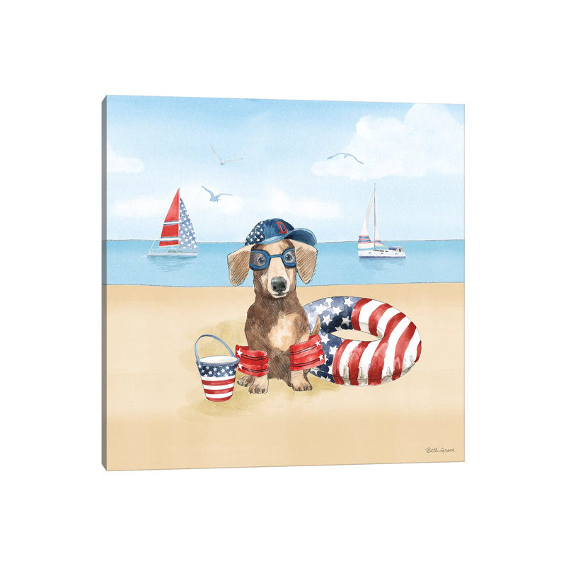 Summer Paws Patriotic III by Beth Grove - Wrapped Canvas Gallery-Wrapped Canvas Giclée, 30.48 cm H x 30.48 cm W