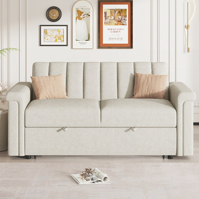 3-In-1 Convertible Sleeper Sofa Bed,Modern Pull Out Sofa Bed With 3 Adjustable Backrest 