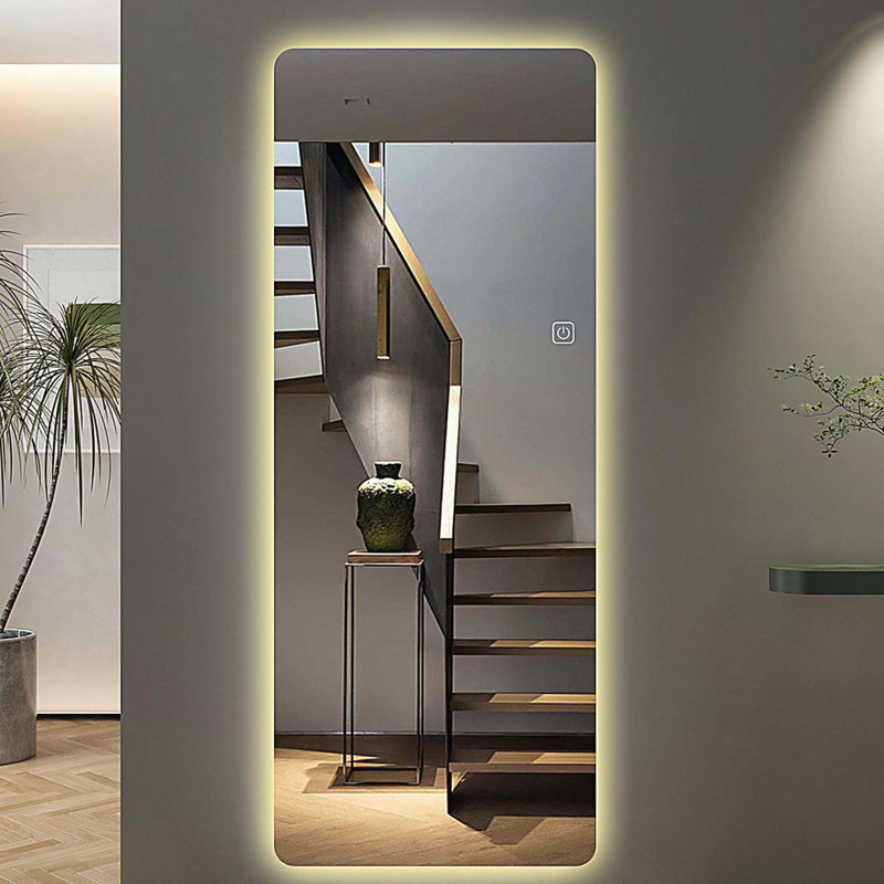 65x21in Full Body Mirror with Lights Full length mirror wall hanging type Suitable for bedrooms, dimming and 3 color lighting
