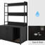 Enceinte de litière en bois pour chat avec tablette, maison, bloc-notes, 2 portes, grande salle de bain Black Flaze et flamme-2039563177-2039563176
