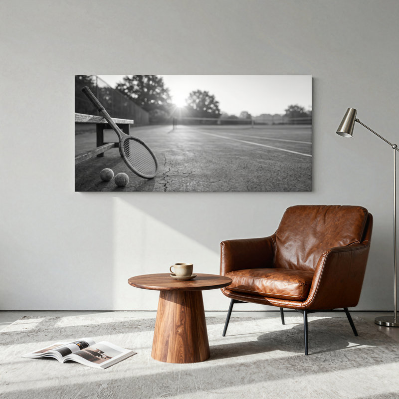 Ensemble de 1 tableau sur toile représentant un court de tennis, L 40 po x H 20 po, Toile tendue