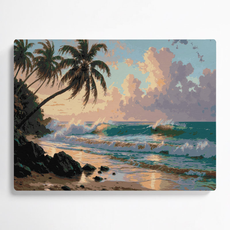 Hawaiian Beach Scenes Beige Metal Wall Art