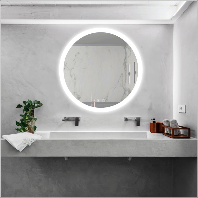 Miroir de salle de bain pour salle de bain avec éclairage réglable et fonction antibuée