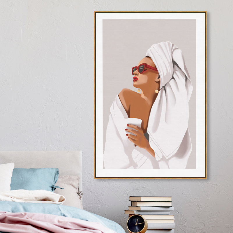 «Her Morning routine» - impression, Toile encadrée, H 15 po x l 10 po, Doré
