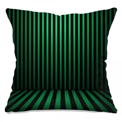 Green Vertical Stripes Double Sided Throw Pillows