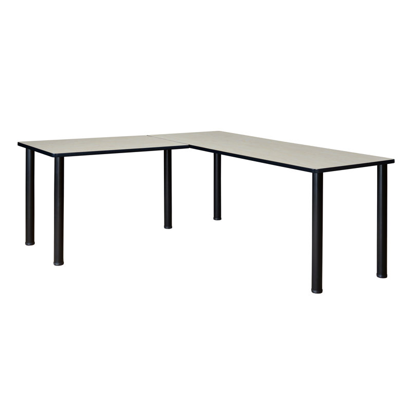 Plateau de bureau en L Kee, Érable / noir, H 29 po x l 66 po x P 66 po
