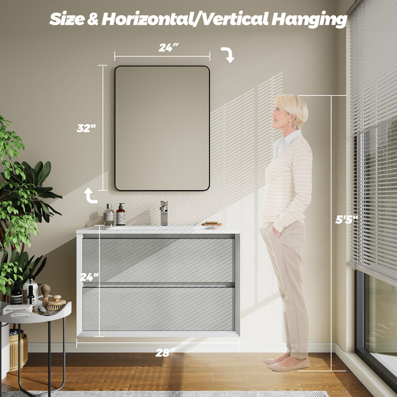 Lesamuel Aluminum Frame Wall Mirror, 24" x 32"