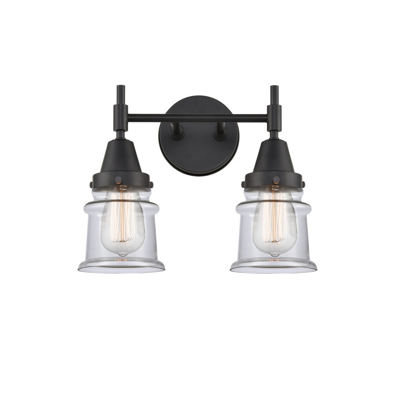 Éclairage pour meuble-lavabo à 2 lumières à intensité variable Gayle, Transparent, Noir mat