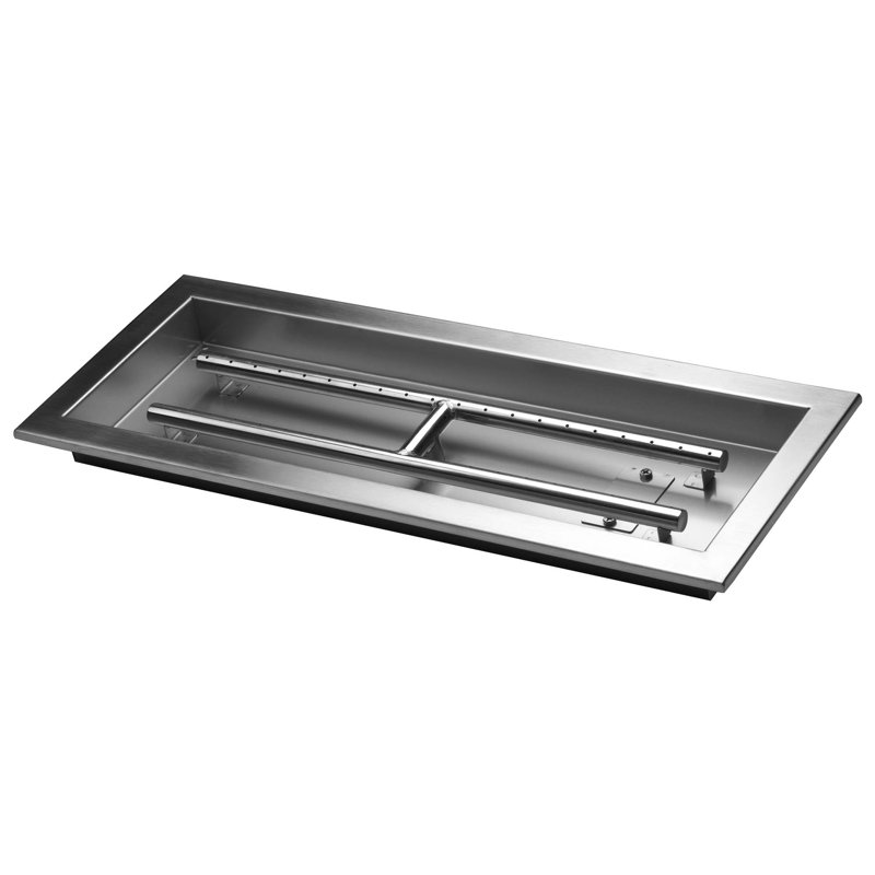 Brûleur de foyer rectangulaire 24 po x 8 po avec poêle, acier inoxydable