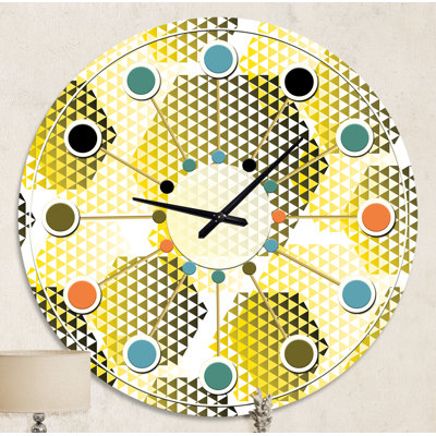 Retro Hexagon Pattern XI - Mid-Century Modern wall clock