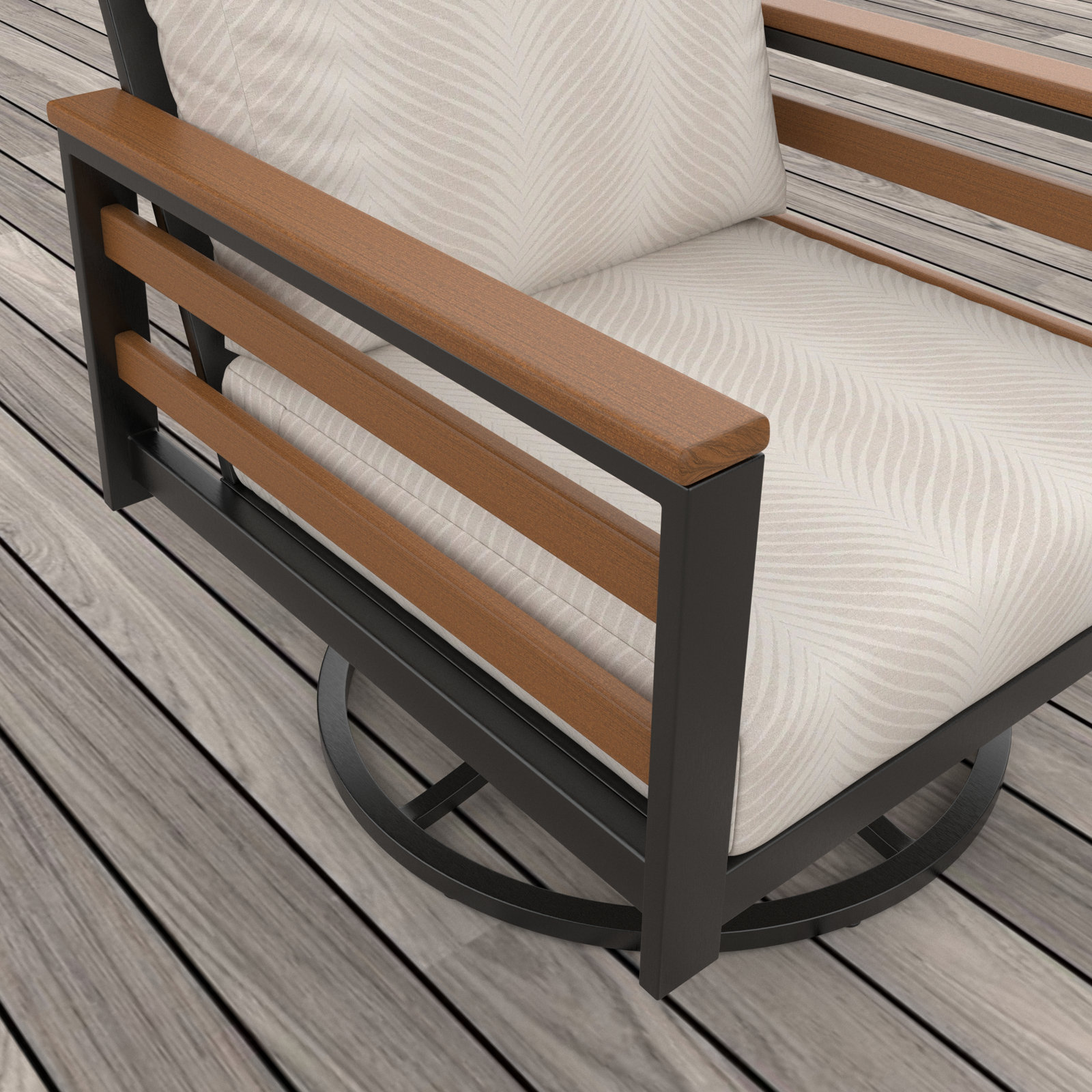Townsend Sunbrella® Metal Swivel Patio Rocking Chair, Sunbrella Clockout Cloud, Brown