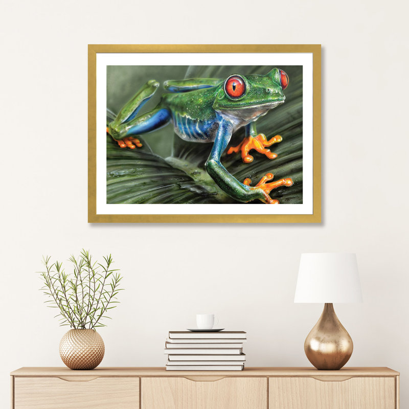 «Tree Frog I», reproduction de photo encadrée, Papier doré, H 16 po x l 24 po x P 1 po