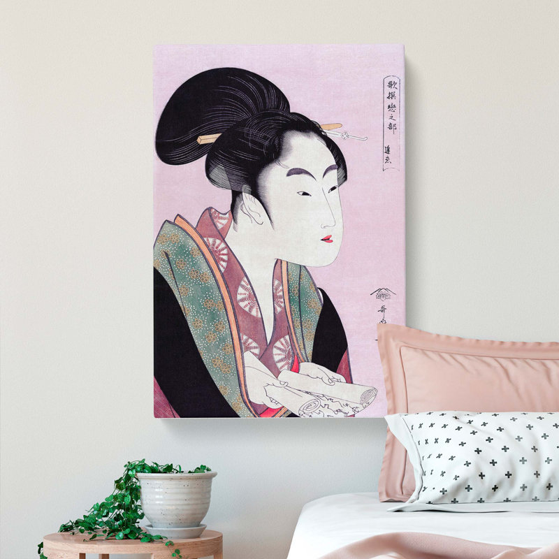 Yogoto Ni Au Koi by Kitagawa Utamaro - Wrapped Canvas Painting, 76cm H x 50cm W x 3cm D