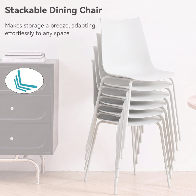 Chaises de salle à manger empilables, Blanc