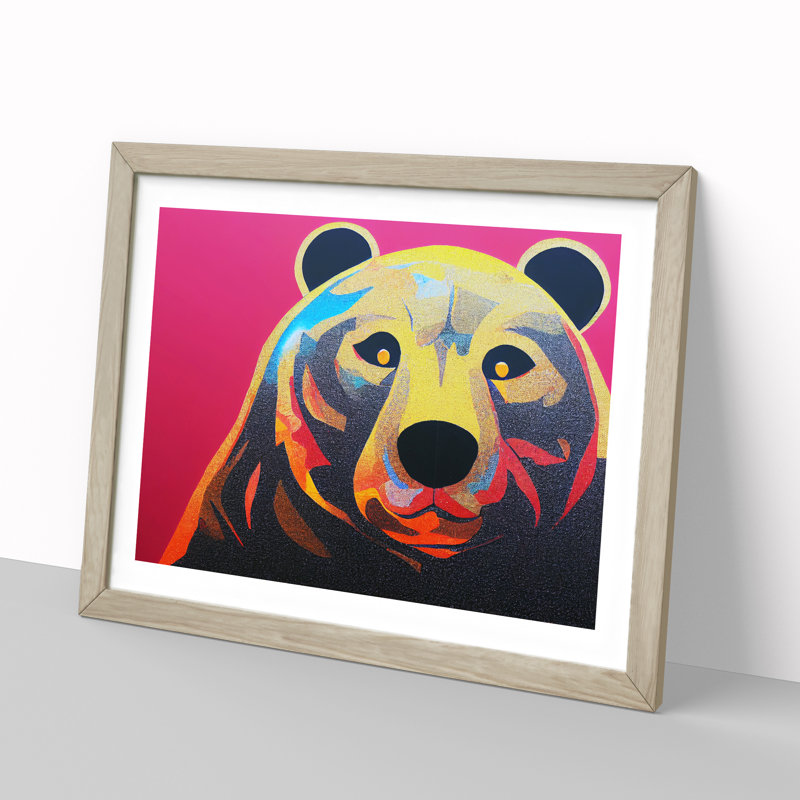 Blissful Bear - Framed Print, Oak, 34cm H x 46cm W x 2cm D