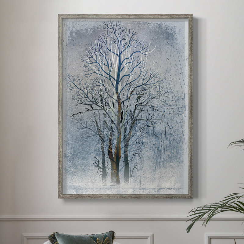 Silver Tree I Framed Print - Solid Wood, 15" H x 12" W