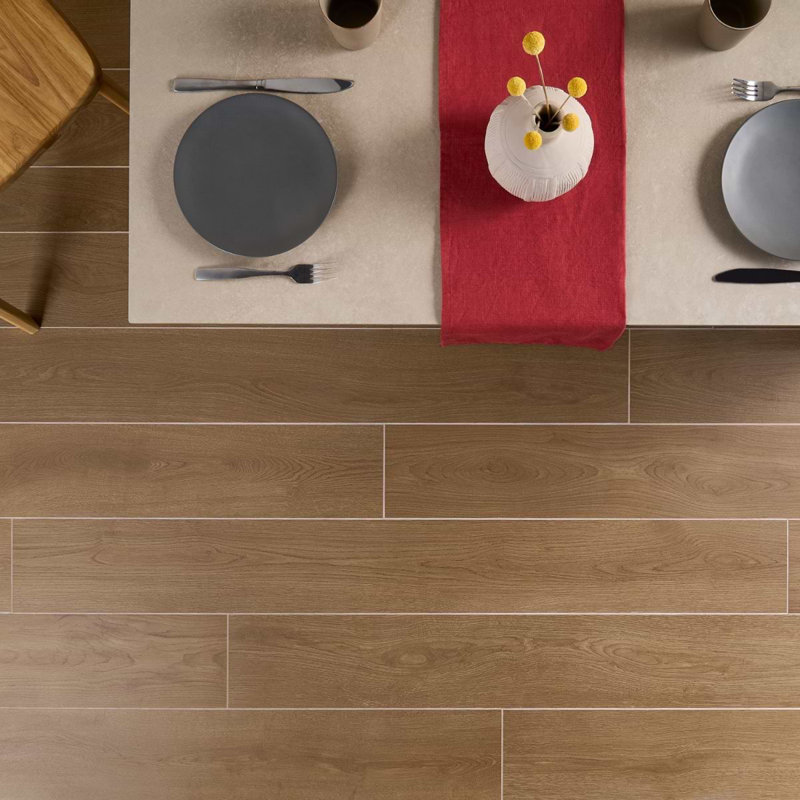 Oaktree 7x60 XL Wood Look Matte Porcelain Tile, Dark Brown