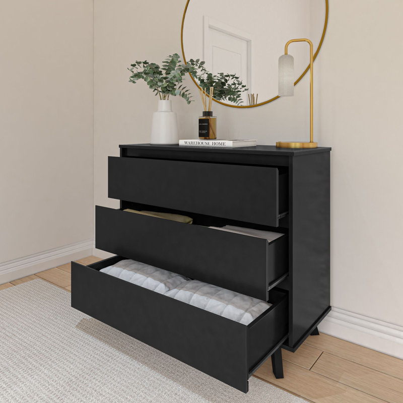 Commode scandinave à 3 tiroirs Lauritzen, Noir, noir, noir, noir