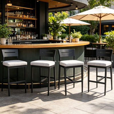 High-End Luxury Aluminum Outdoor Patio Bar Stools with Sunbrella Seat Cushion