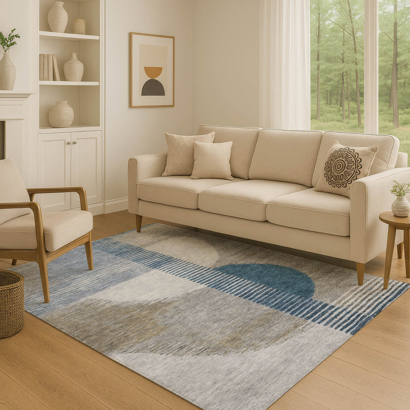Tapis géométrique de qualité supérieure lavable à la machine Ariel, Rectangle 10 pi x 14 pi