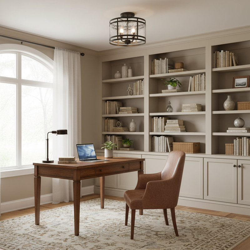 Plafonnier encastré cylindrique arrondi en verre texturé à 4 lumières 14,5 po Rika