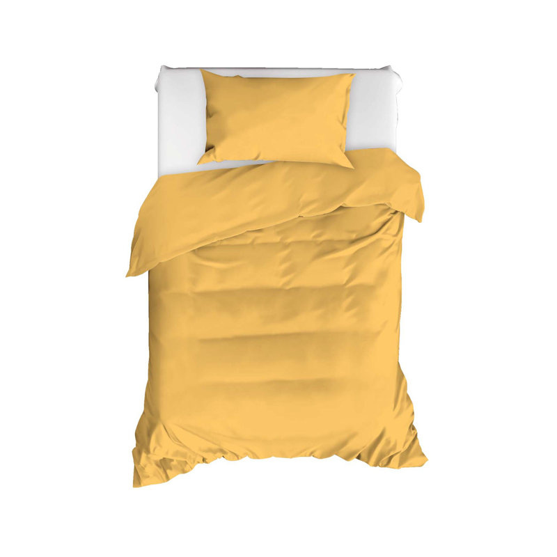 Ensemble de housse de couette 100% coton, Housse de couette 63 "x 87" + 1 taie d'oreiller st, Jaune