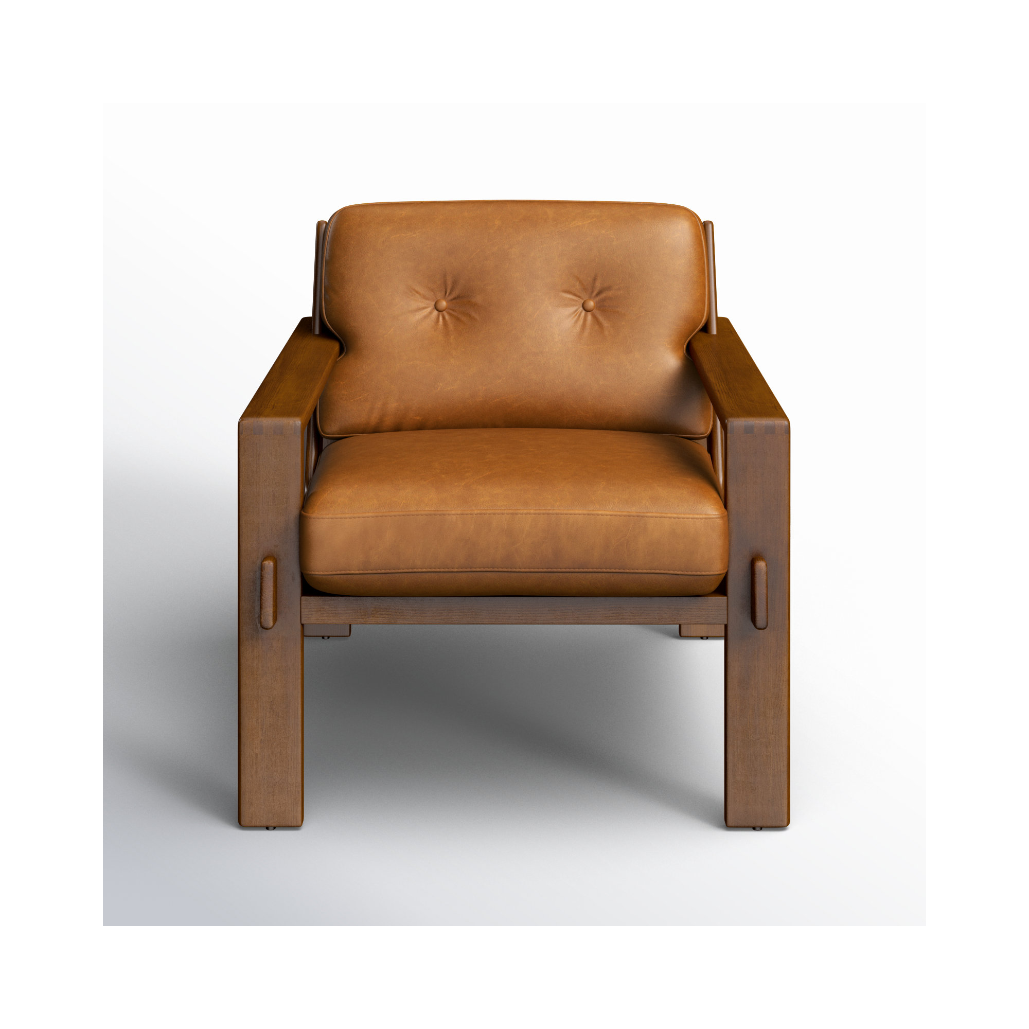 Glenbrook Upholstered Armchair, Tan Genuine Leather