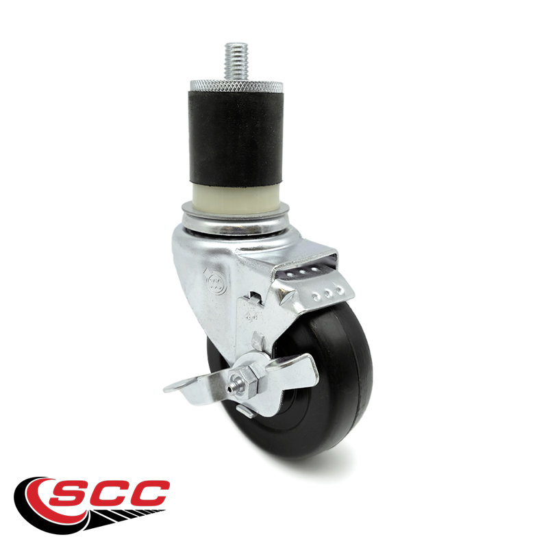 3.5 Inch Hard Rubber Wheel Swivel 1-7/8 Inch Expanding Stem Caster Set Brake SCC/SCC-EX20S3514-HRS-TLB-MTG21-4