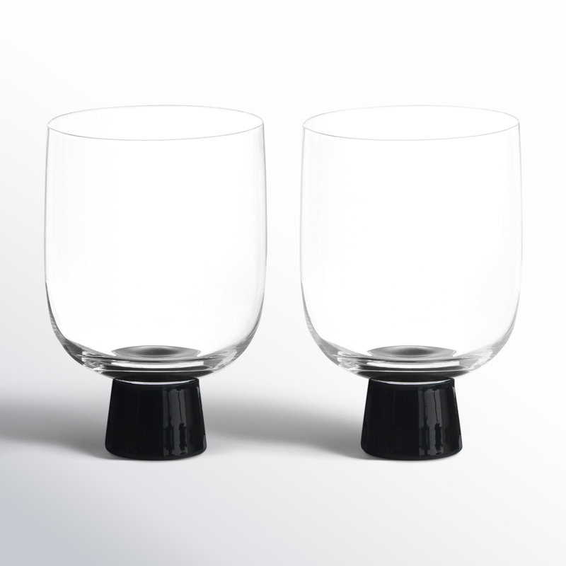 Handmade 10.25oz Clear and Black Glass Drinking Glass Set