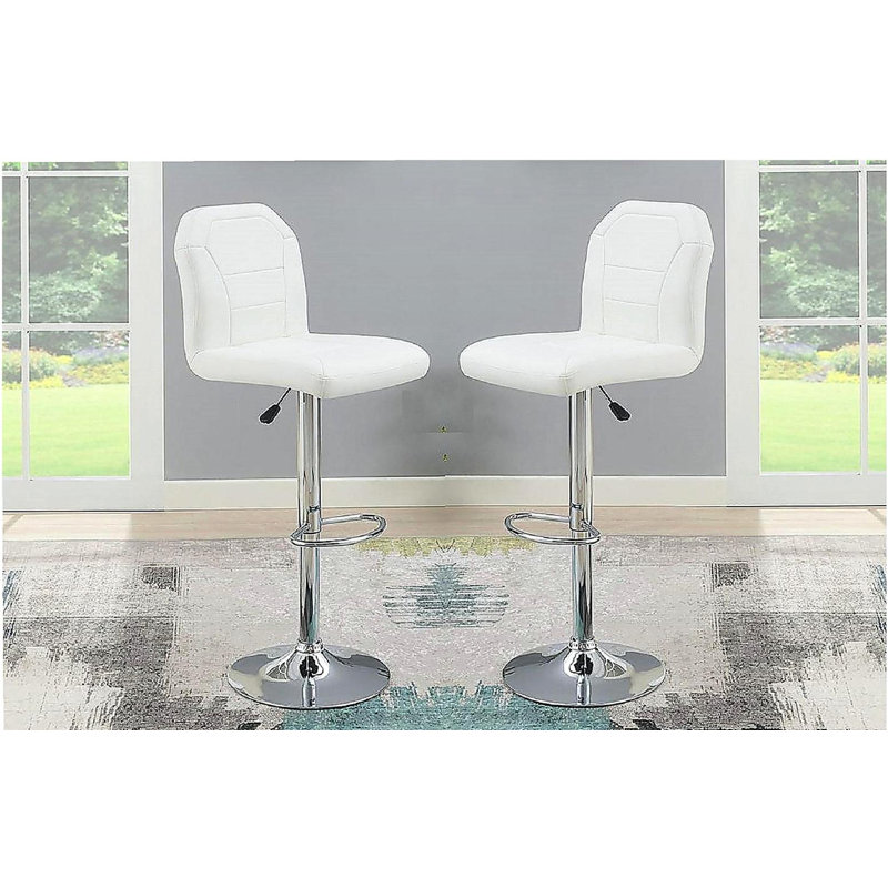 Chaise de salle à manger avec tabourets de bar réglables en similicuir blanc, Blanc