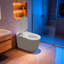 Toilette intelligente à lumière ambiante RVB avec couvercle à ouverture automatique Radar, chasse d'eau au pied, chasse d'eau à mise hors tension, fonctions de lavage de bidet, chauffage instantané, température et pression d'eau réglables, séchage à l'air chaud, siège chauffant, veilleuse
