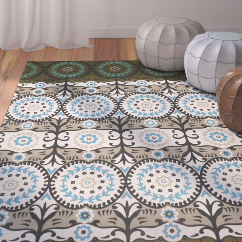 Allison Cedar Brook Hand Loomed Cotton Ikat Rug, 7'3" x 9'3"