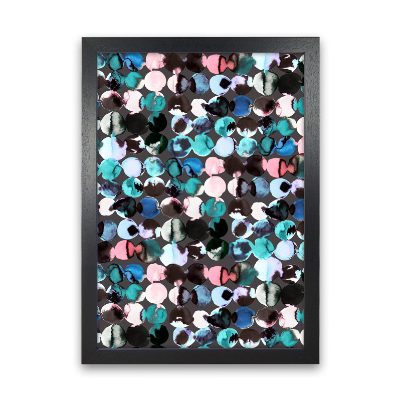 Ink Dots Blue Red - Print, Black Framed, 46cm H x 34cm W x 3cm D