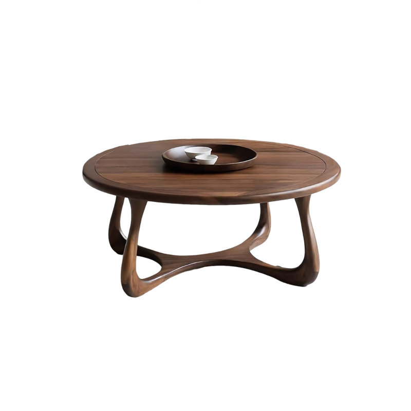 Walnut Coffee Table with Rounded Edges, 17.71" H x 35.43" L x 35.43" W