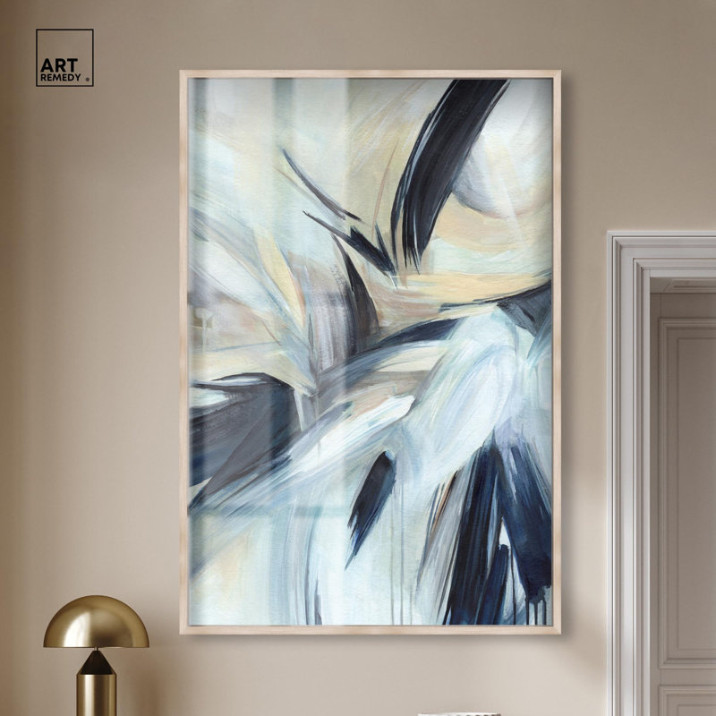 «Layered Shadows Shadowbox Print Green Abstract Art» par Art Remedy, H 55 po x l 37 po, Crème, crème