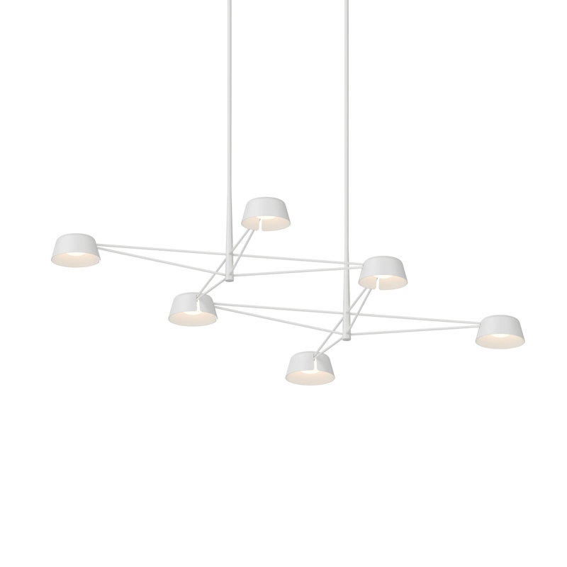 Lustre rectangulaire à 6 lumières Ray, Rouge oxyde, Warm Grey