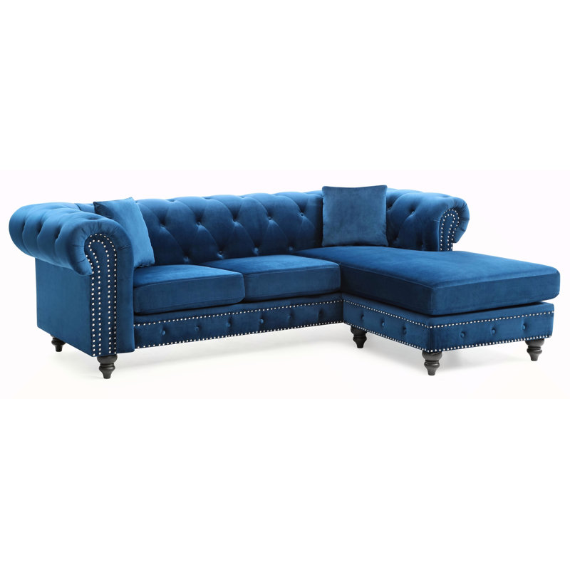 Canapé Nola (sans repose-pieds), bleu marine, Marine, Brun