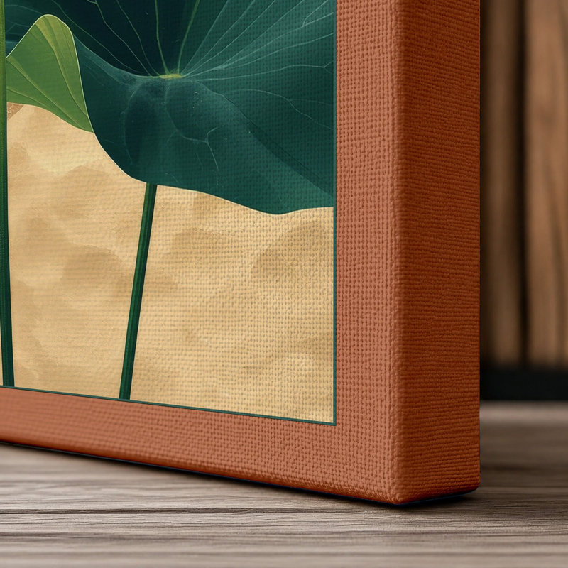 Lotus in Bloom Botanical - Wrapped Canvas, 18x12 - 45.7 x 30.5 cm, Terracotta Border
