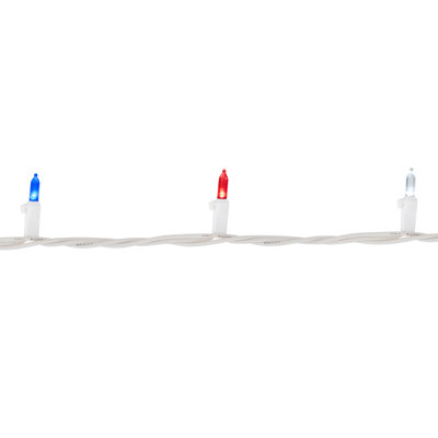 Mini lumières du 4 juillet à DEL 50 lumières rouges, blanches et bleues - fil blanc de 15,5 pi