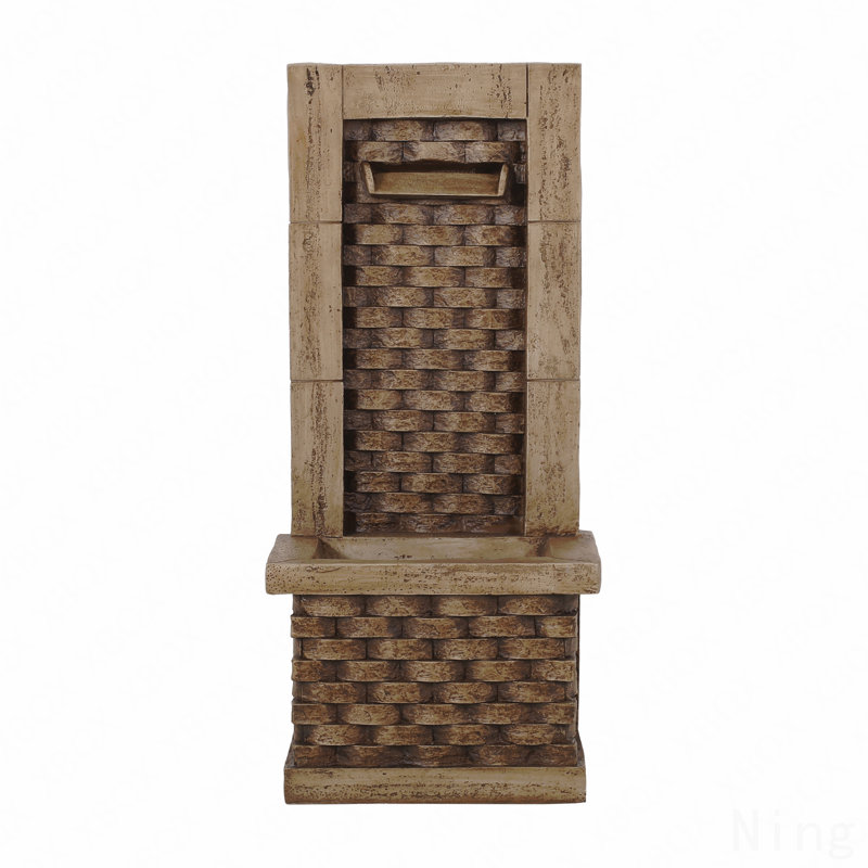 Fontaine de sol artisanale de 35,25 po de hauteur, rÃ©sistante aux intempÃ©ries, avec Ã©clairage, brun clair